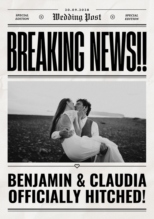 Wedding Newspaper Template with Photo, Wedding Newspaper Template, Wedding Program, Newlywed Times, Editable Newspaper Itinerary, Marriage
