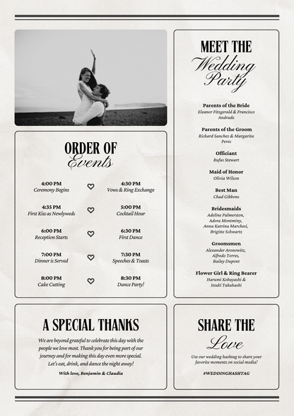Wedding Newspaper Template with Photo, Wedding Newspaper Template, Wedding Program, Newlywed Times, Editable Newspaper Itinerary, Marriage